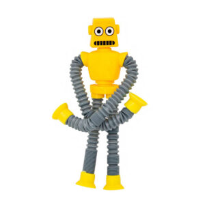 Robo Pop It Tubo Luz Led Estica Puxa Gruda Boneco Amarelo