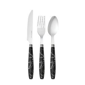 Jogo Kit de Talheres Estilo Marmorizado Utensílios Cor:Branco