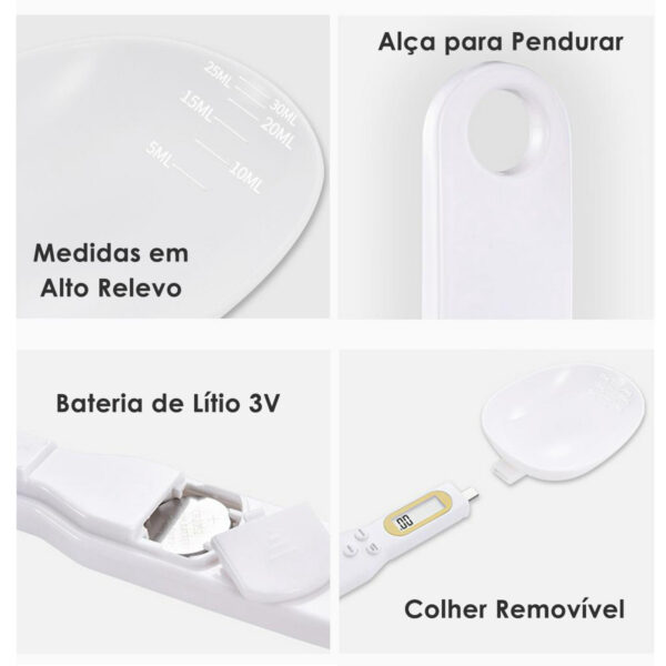 Colher Balança Digital Medidora Dosador Receitas Cor:Branco - Image 2
