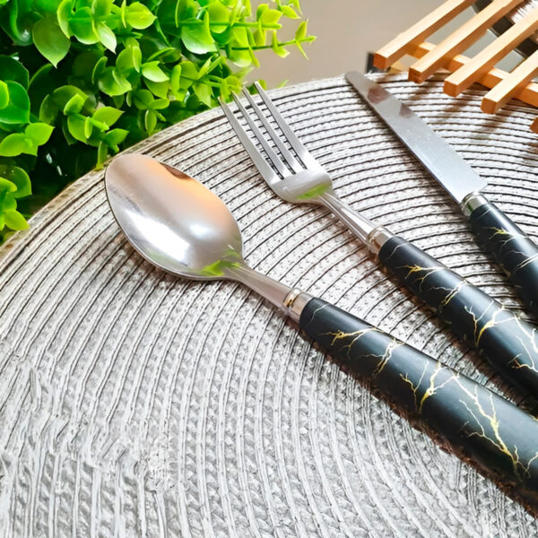 Jogo Kit de Talheres Estilo Marmorizado Utensílios Cor:Branco - Image 2