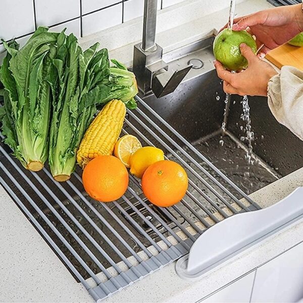 Escorredor de Pia Dobravel Portatil Aço Inox Tamanho:47x30 G - Image 3