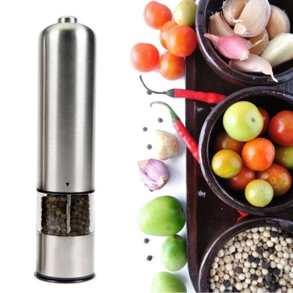 Moedor Pimenta Ou Sal Gourmet Eletrico A Pilha Aço Inox - Image 4