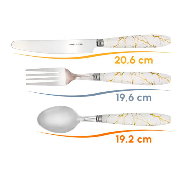 Jogo Kit de Talheres Estilo Marmorizado Utensílios Cor:Branco - Image 4