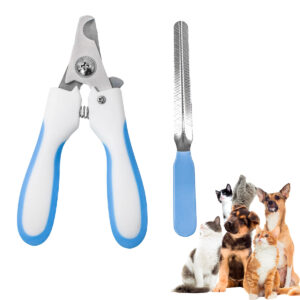 Alicate Pet Tesoura Corte De Unhas Com Lixa Cor:Azul