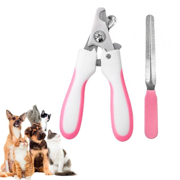 Alicate Pet Tesoura Corte de Unhas Com Lixa Cor:Rosa