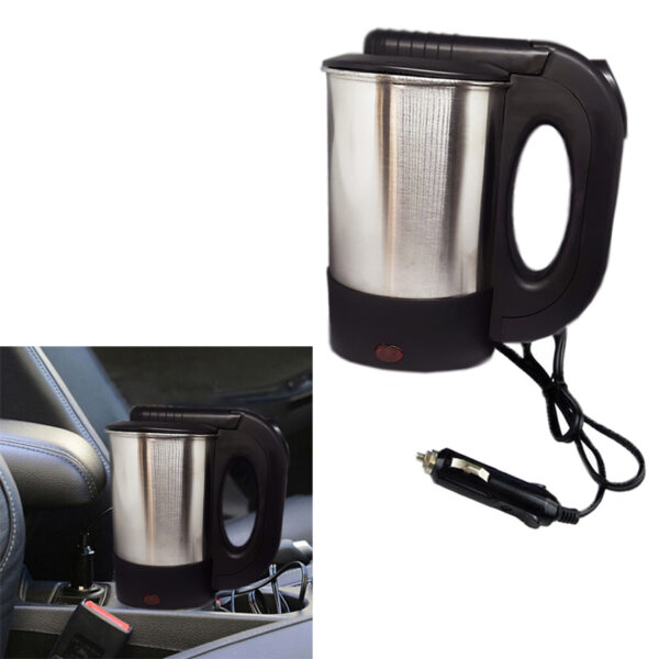 Chaleira Eletrica Portatil 12v Carro Cha Cafe Inox 500 ml