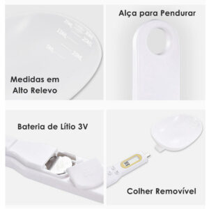 Colher Balança Digital Medidora Dosador Receitas Cor:Branco