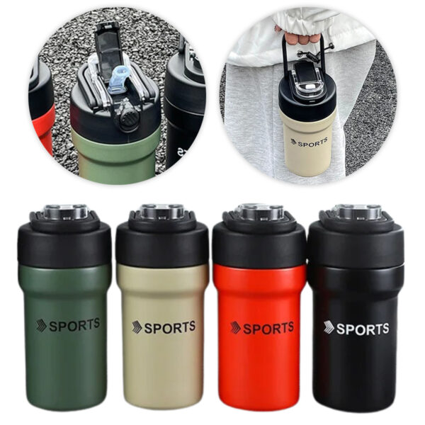 Garrafa Térmica Copo Inox 500ml Canudo Alça Cor: Verde