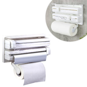 Porta Papel Toalha Triplo Rolos Alumínio Suporte cor: Branco