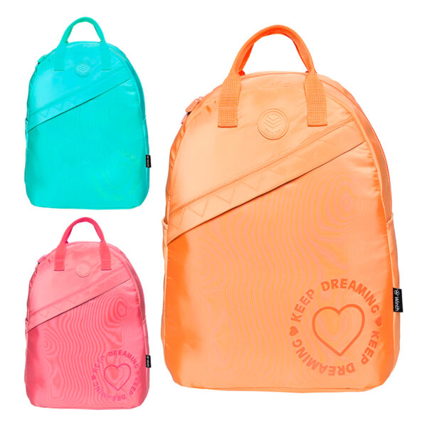 Mochila Escolar Juvenil de Costas Coloridas Passeio Rosa - Imagem 2