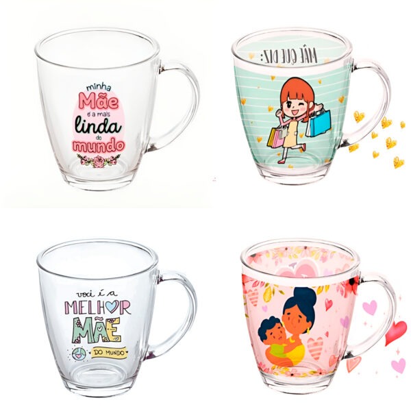 Caneca de Vidro Estampa Dia das Mães Presente Personalizado