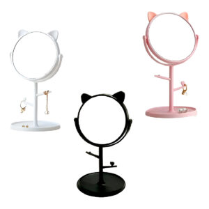 Espelho de Mesa com Suporte Orelha de Gatinho Cor:Preto