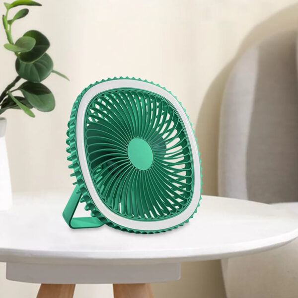 Mini Ventilador Mesa Luz Ring Light Usb Portátil Cor:Verde - Imagem 4