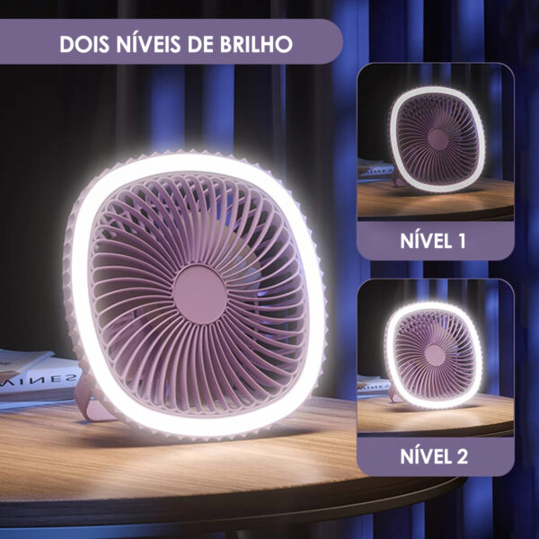 Mini Ventilador  Mesa Luz Ring Light Usb Portátil Cor:Rosa - Imagem 5