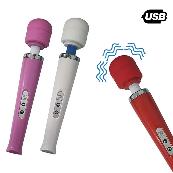 Vibrador Recarregável Varinha Mágica Silicone USB Cor:Roxo - Imagem 2
