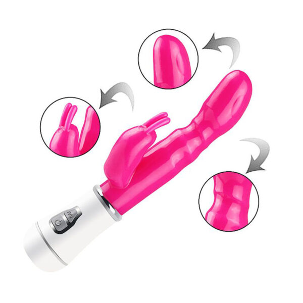 Vibrador Duplo Coelhinho Ponto G Clitóris USB 16cm Cor:Roxo - Imagem 2