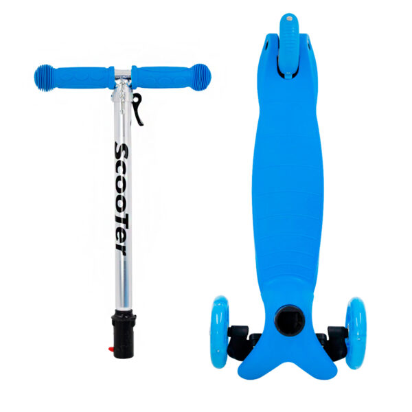 Patinete Regulável Infantil 3 Rodinhas Com Led Até 40kg Azul - Imagem 4