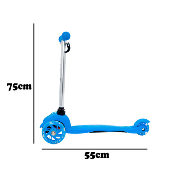 Patinete Regulável Infantil 3 Rodinhas Com Led Até 40kg Azul - Imagem 3