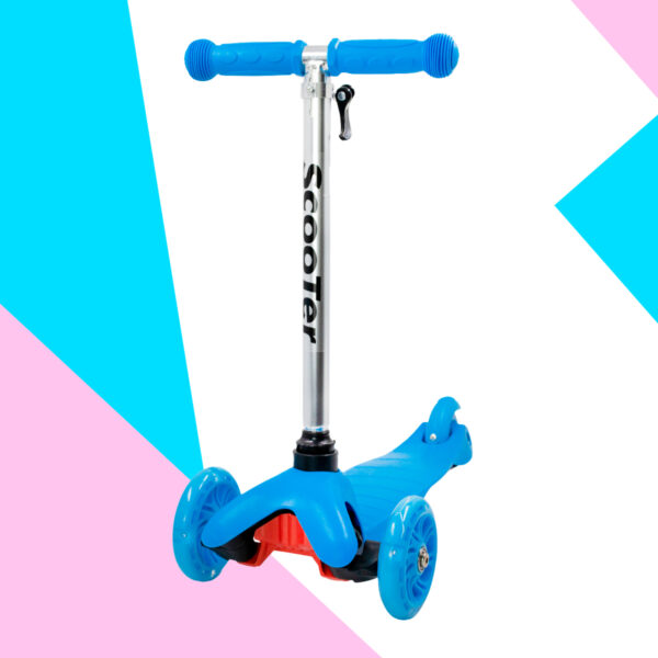 Patinete Regulável Infantil 3 Rodinhas Com Led Até 40kg Azul - Imagem 2