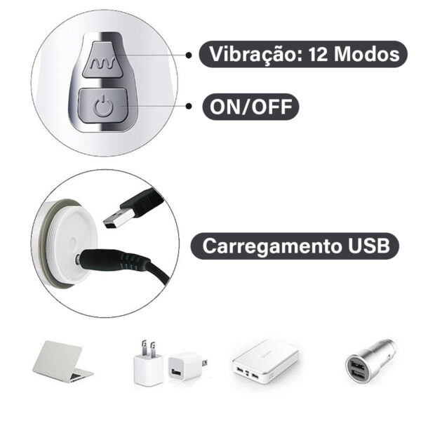 Vibrador Duplo Coelhinho Ponto G Clitóris USB 16cm Cor:Roxo - Imagem 3