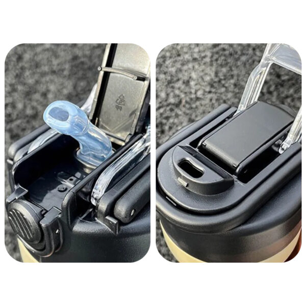 Garrafa Térmica Copo Inox 500ml Canudo Alça Cor: Preto - Imagem 4