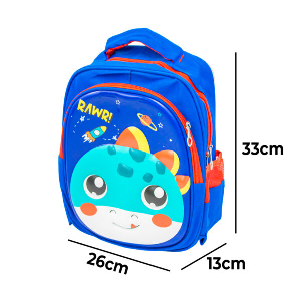 Mochila Escolar Infantil Bichinhos Modelo Dinossauro Azul - Imagem 3