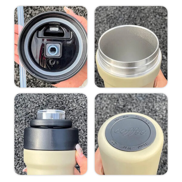 Garrafa Térmica Copo Inox 500ml Canudo Alça Cor: Verde - Imagem 5