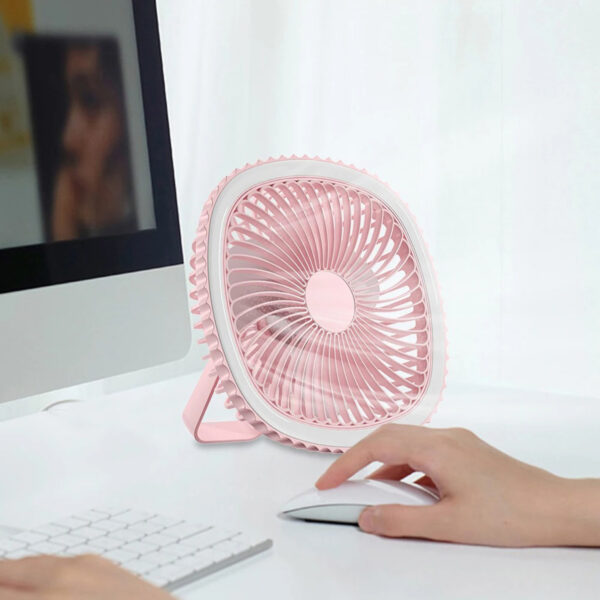 Mini Ventilador  Mesa Luz Ring Light Usb Portátil Cor:Rosa - Imagem 2