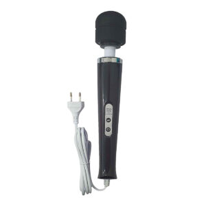 Vibrador Silencioso Varinha Mágica Silicone Texturizado Tomada Cor:Preto