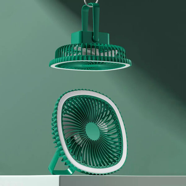 Mini Ventilador Mesa Luz Ring Light Usb Portátil Cor:Verde - Imagem 3