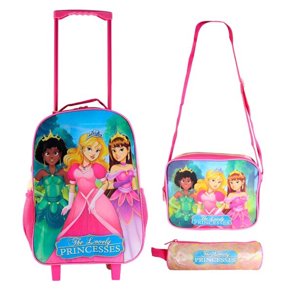 Kit Estojo, Lancheira e Mochila Princesa de Rodinhas Pink - Imagem 10