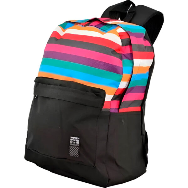 Mochila Juvenil Colorida Listrada Escola Passeio Cor:Vinho - Imagem 6