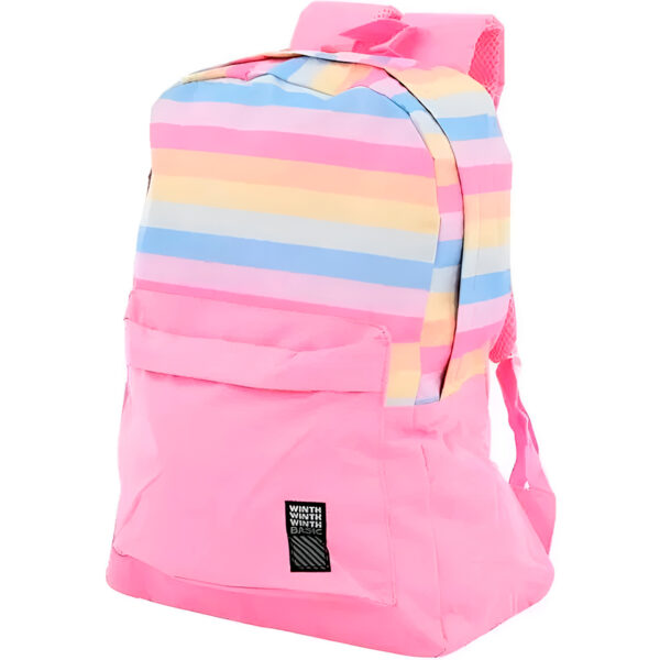 Mochila Juvenil Colorida Listrada Escola Passeio Cor:Preto - Imagem 6