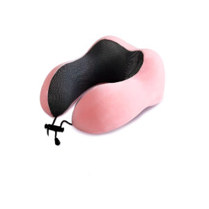 Almofada Travesseiro Pescoço Viagem Fecho Ajustável Cor:Rosa