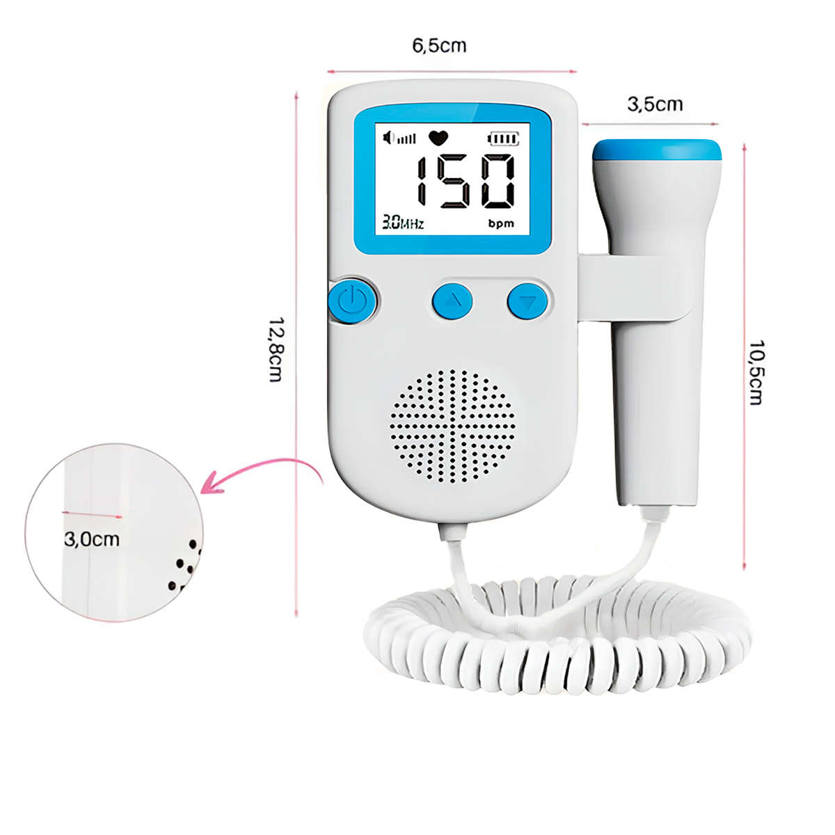Aparelho Sonar Fetal Detector Batimentos Cardíacos Bebê - Imagem 3