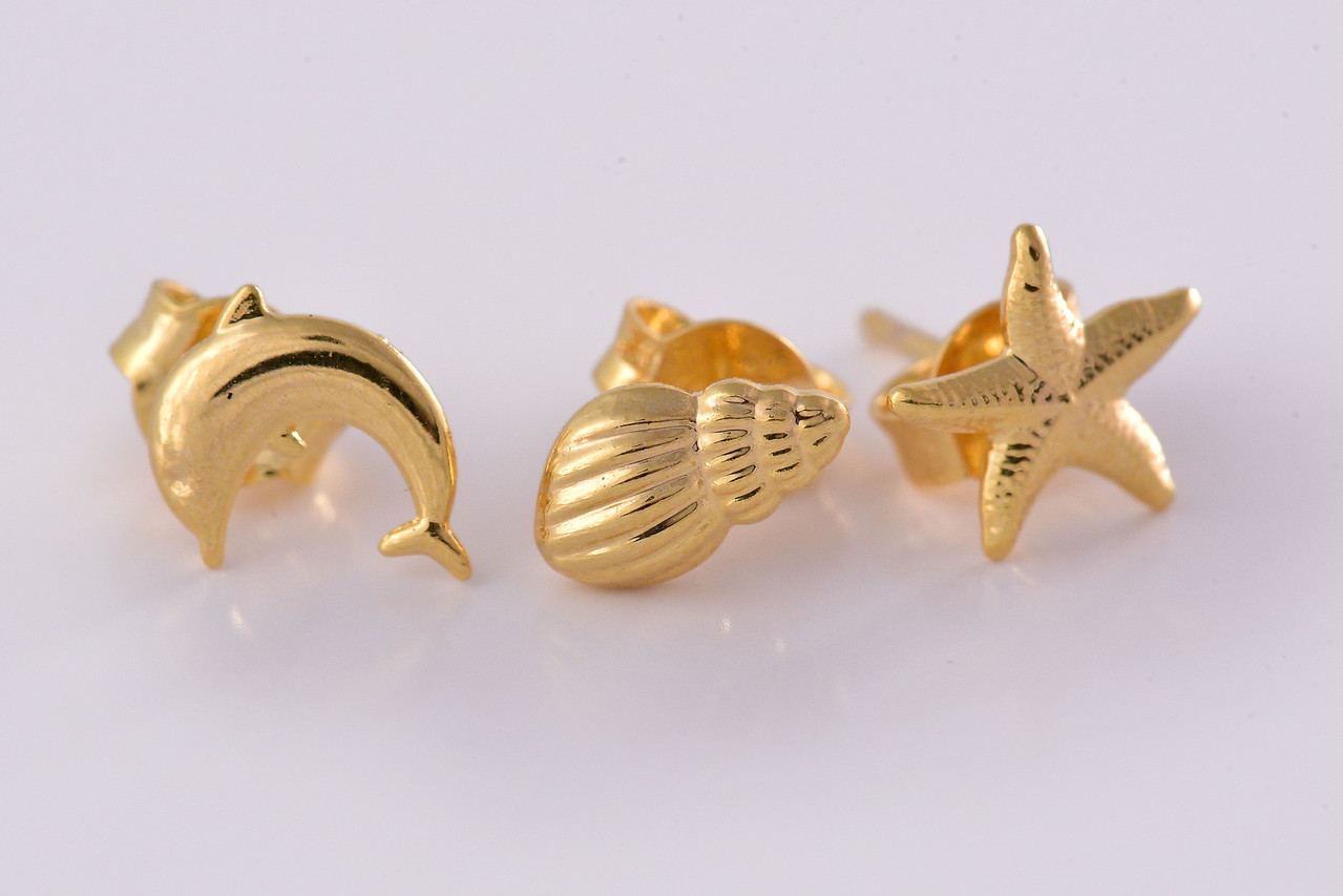 Brinco Trio Marinhos Folheado em Ouro 18k