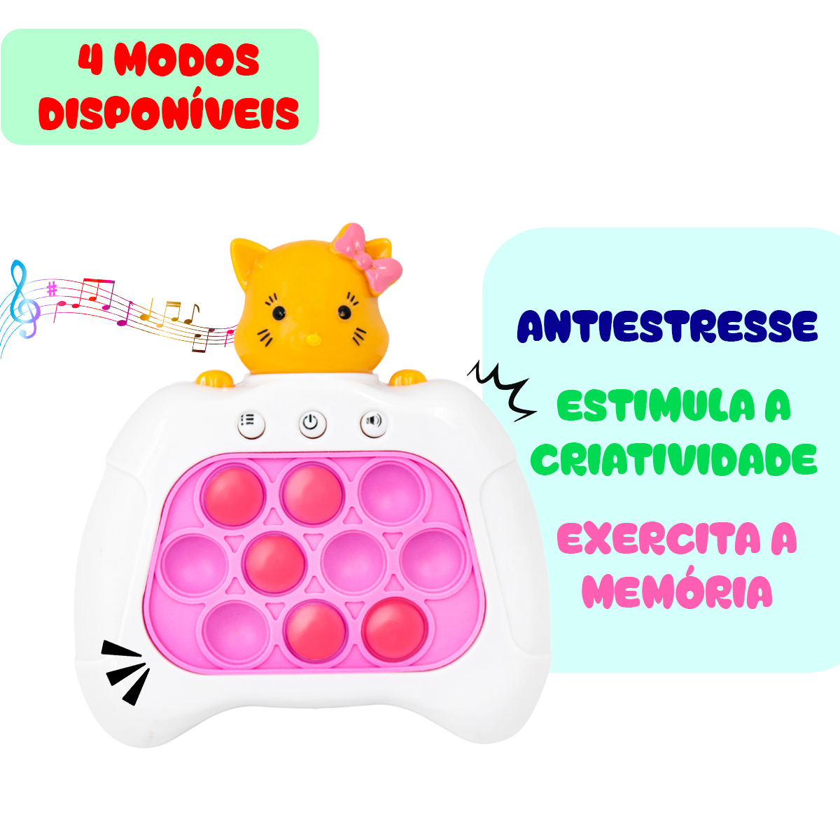 Brinquedo Pop It Eletrônico Mini Gamer Som Modelo:Gatinho - Imagem 3