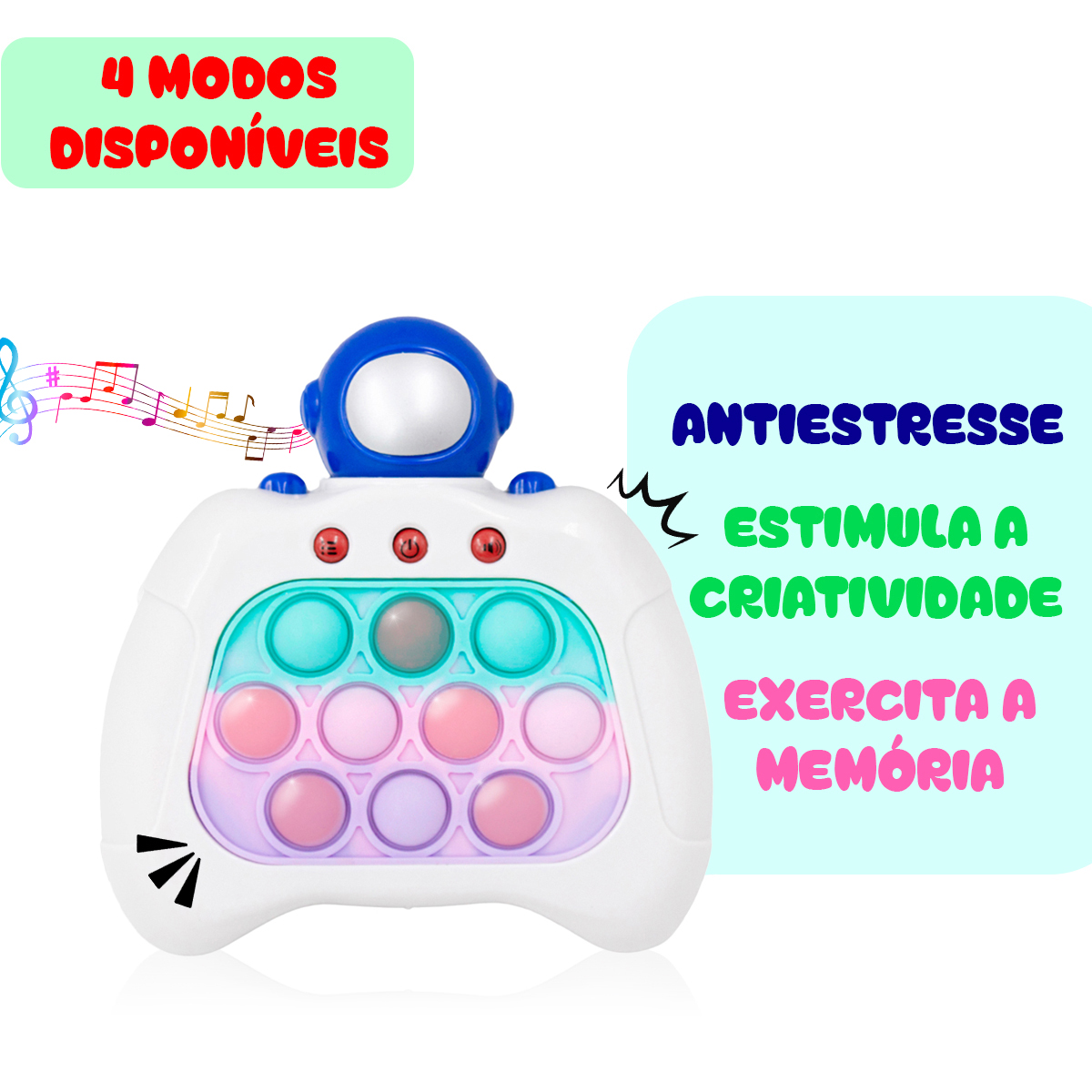 Brinquedo Pop It Eletrônico Mini Gamer som Modelo:Astronauta - Imagem 4