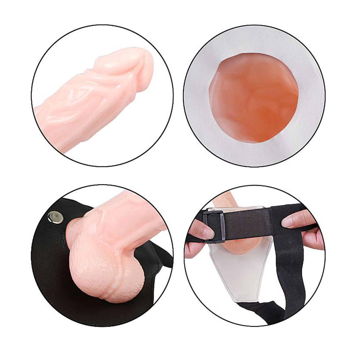 Cinta Peniana Realística Ajustável Prótese 20cm Cor:Bege - Imagem 3