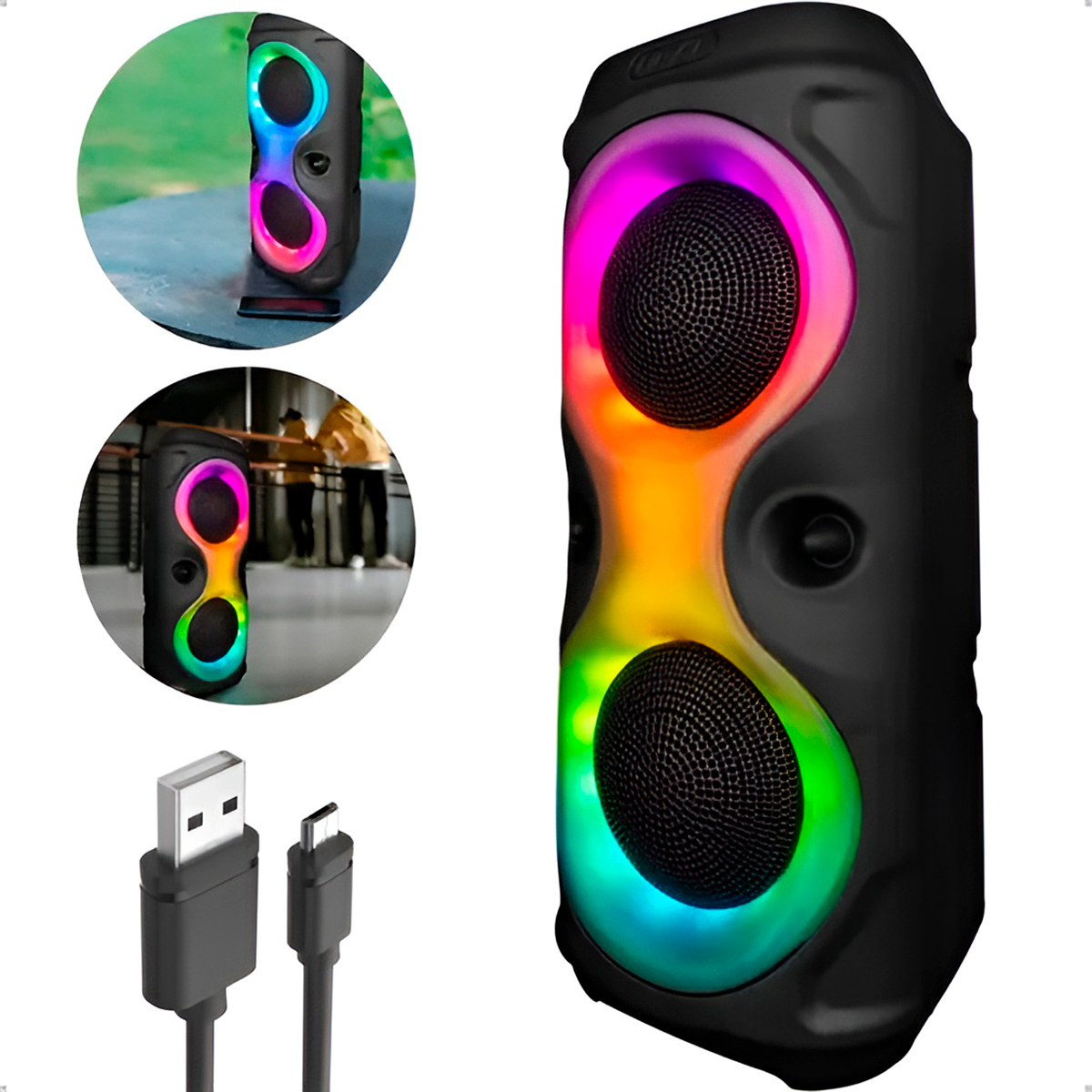 Caixa de Som Bluetooth Recarregável Portátil USB TWS - Imagem 2