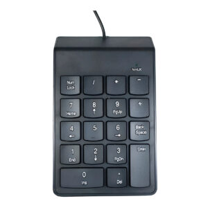 Teclado Numérico Portátil com Fio USB Preto 18 Teclas