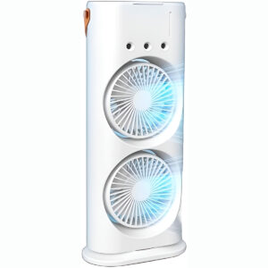 Mini Ventilador Climatizador Duplo de Mesa Portátil