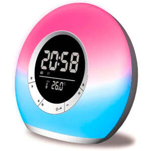 Relógio Despertador Caixa de Som Rádio Bluetooth Luz RGB