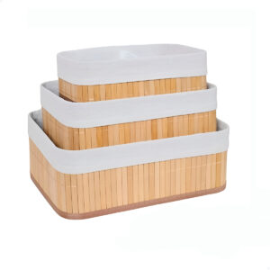 3 Cestos Organizadores Bambu Multifuncional Banheiro Quarto