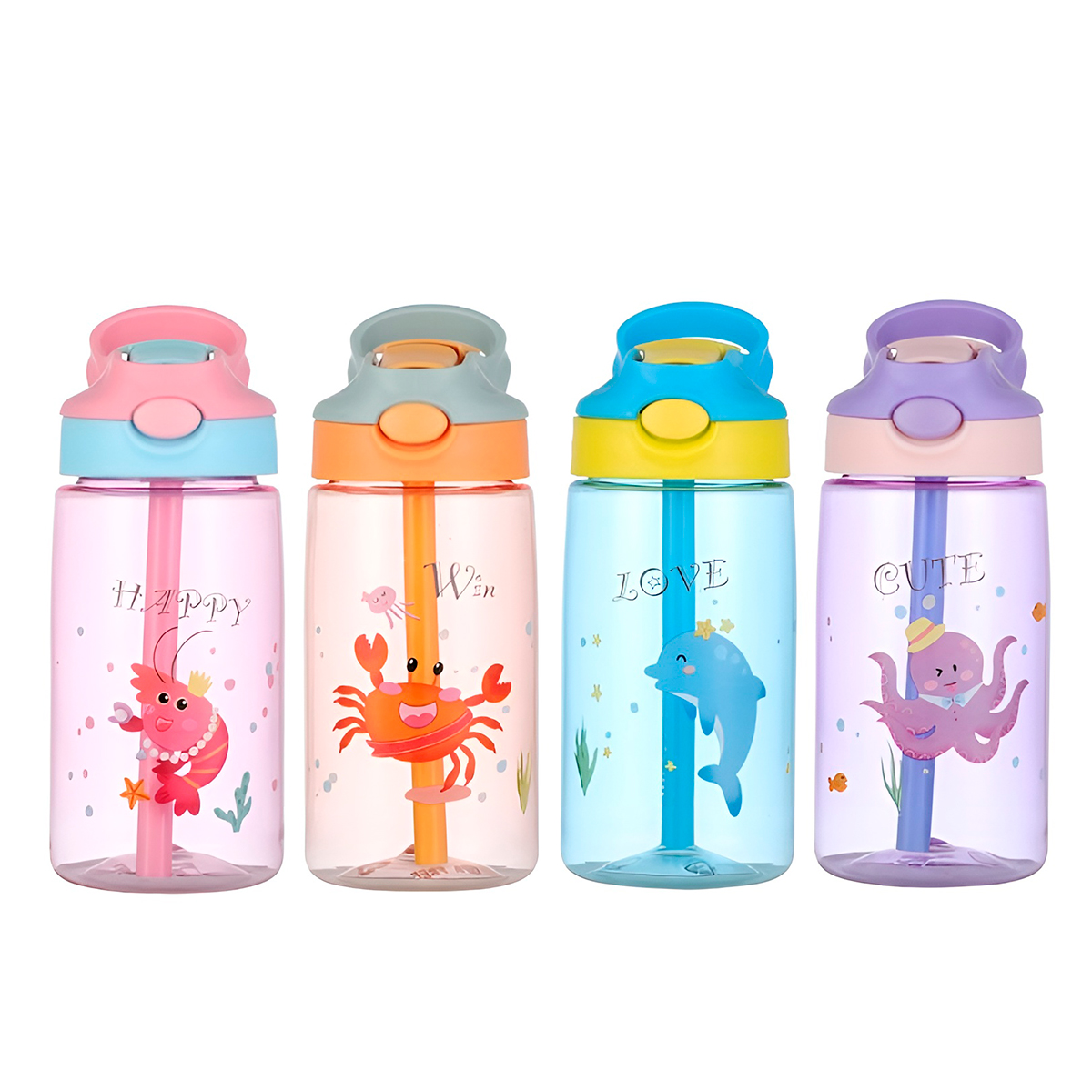 Squeeze Garrafa Infantil com Canudo Hidratação Cor:Laranja - Imagem 2