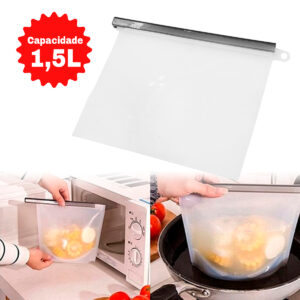 Saco Porta Alimentos Reutilizavel Silicone 1,5L Cor:Preto
