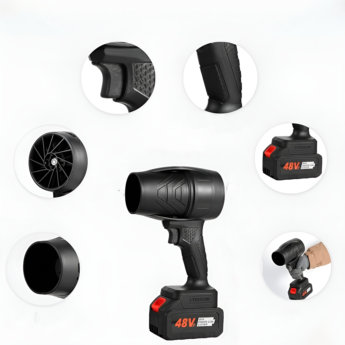 Soprador de Ar Portátil Recarregável 48V Turbo Utilidade - Imagem 3