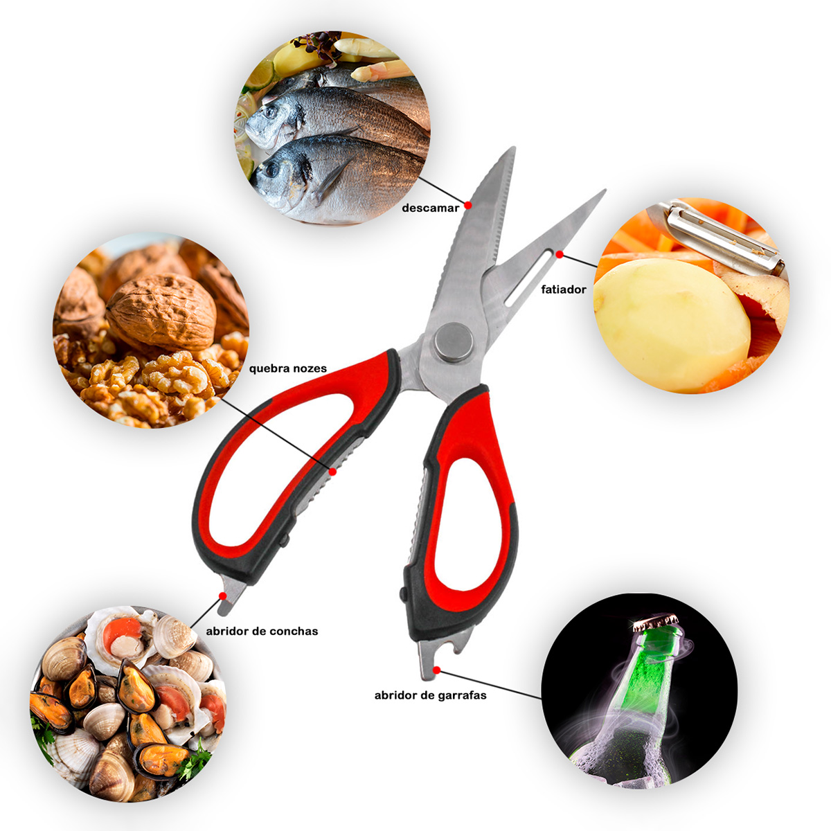 Tesoura Culinaria P/ Casa Cozinha Corta Desossa - Imagem 3