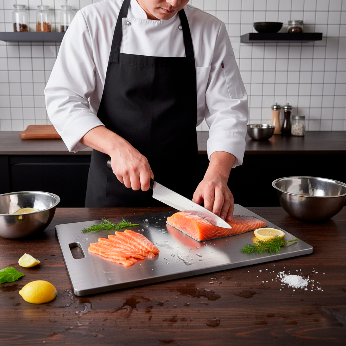 Tábua de Corte Aço Inox Carne Legumes Utensílio Multiuso - Imagem 3