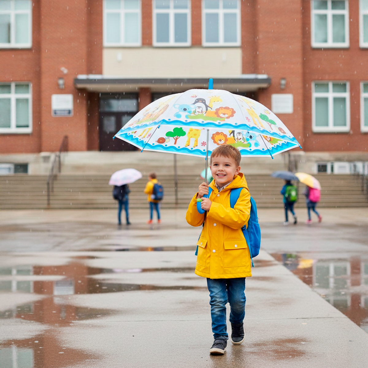 Guarda Chuva Colorido Automático Infantil Proteção Vermelho - Imagem 5